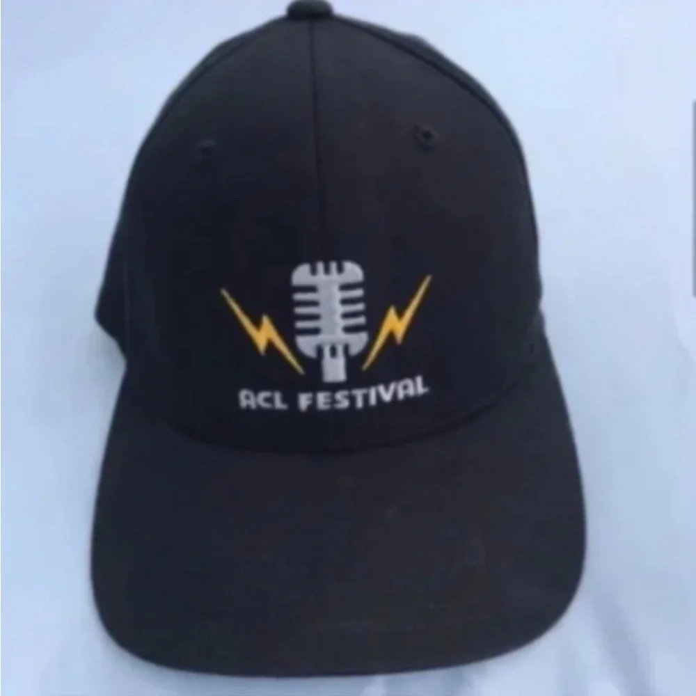 Yupoong Austin City Limits Music Festival ACL Black Adult S-M FlexFit Cap NWOT